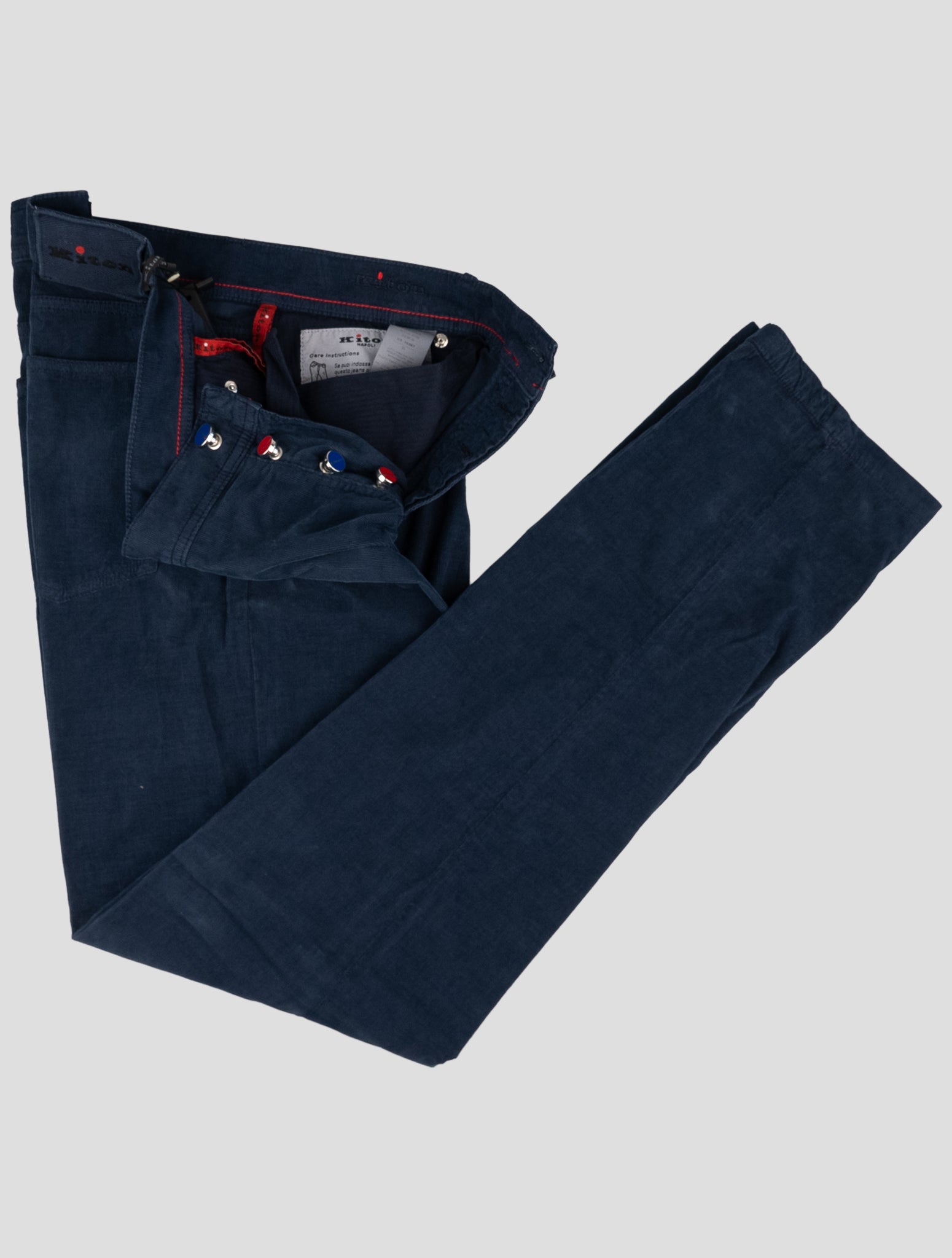 Kiton Blue Cotton silk Ea VelvetPants