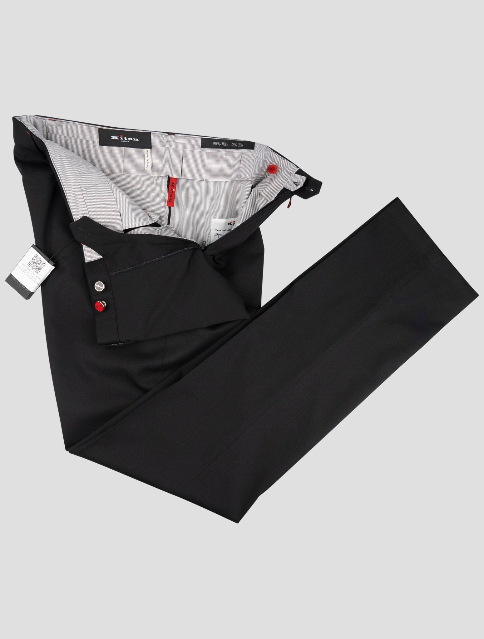 Kiton Black Wool Ea Pants