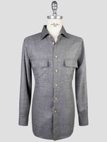 Kiton Gray Cashmere Virgin Wool Silk Linen Shirt