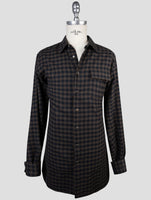 Kiton Blue Brown Cotton Shirt Buba