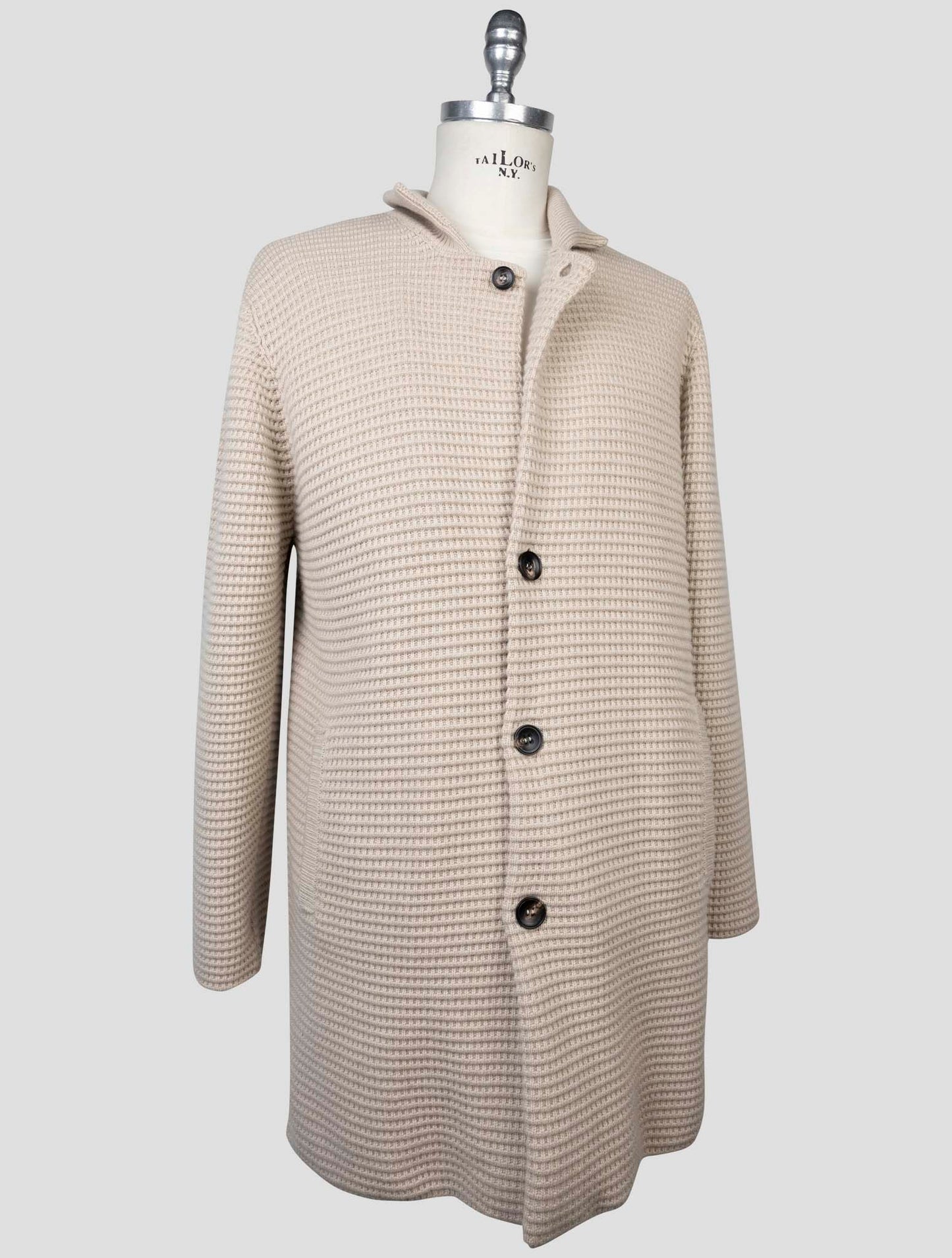 kiton Beige  Cashmere Mink Fur Overcoat