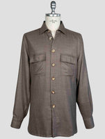 kiton Brown Cashmere Silk Linen Shirt