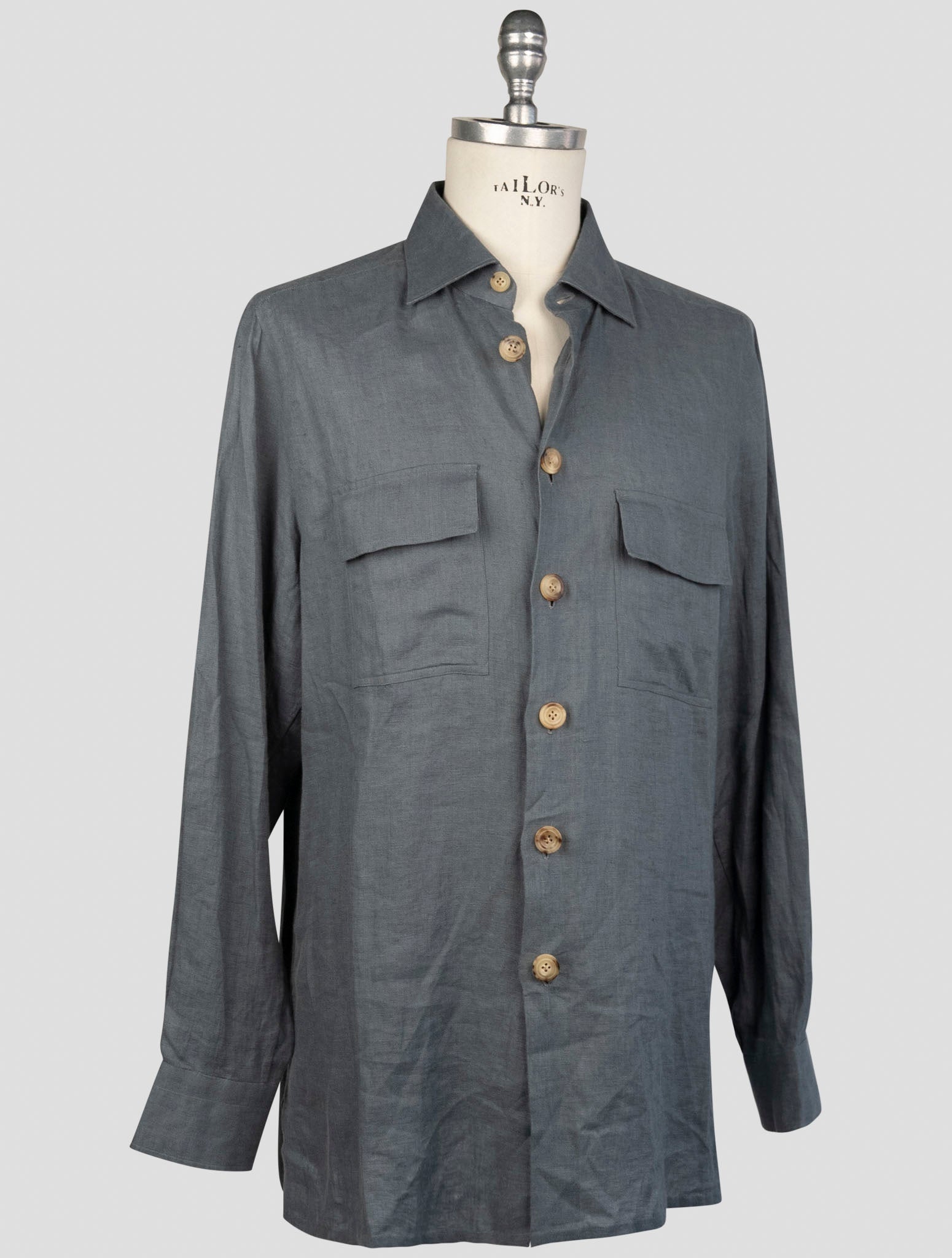 kiton Gray Linen  Shirt