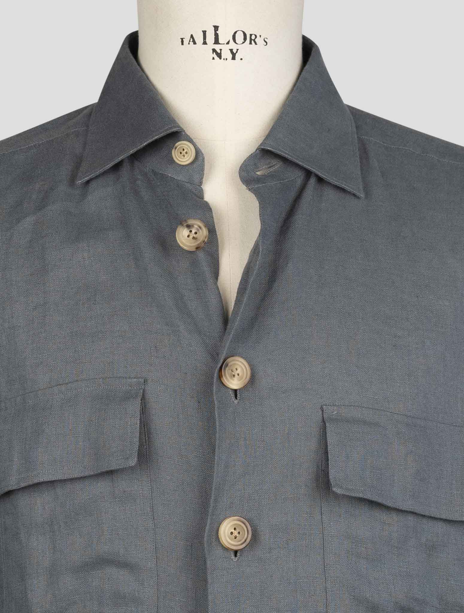 kiton Gray Linen  Shirt