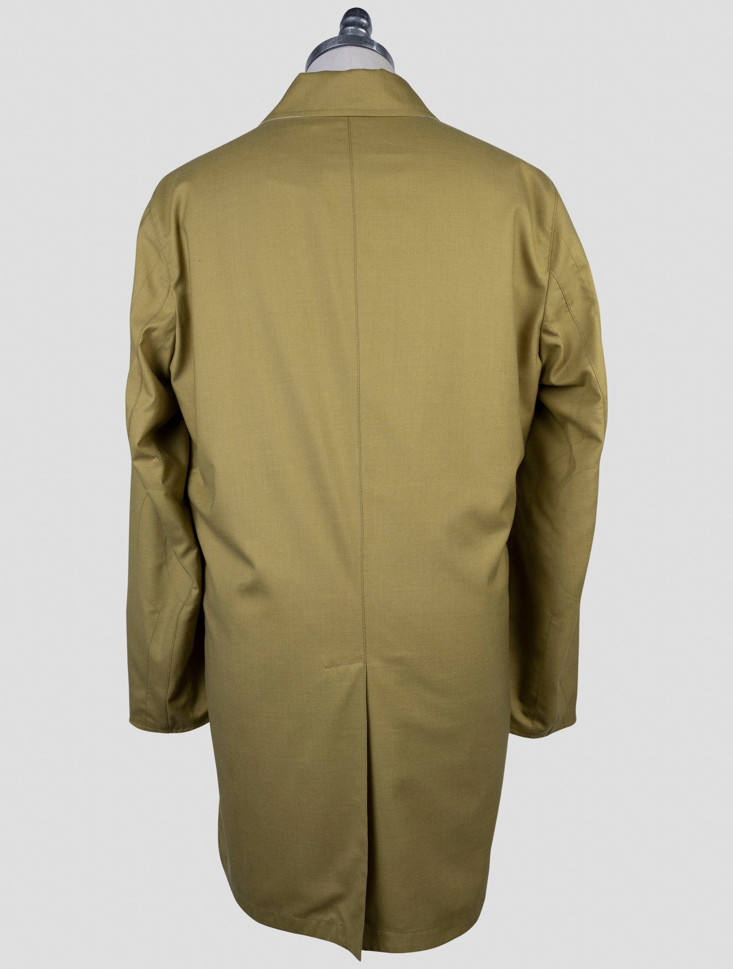 Kiton Green Beige Cashmere Silk Reverse Overcoat
