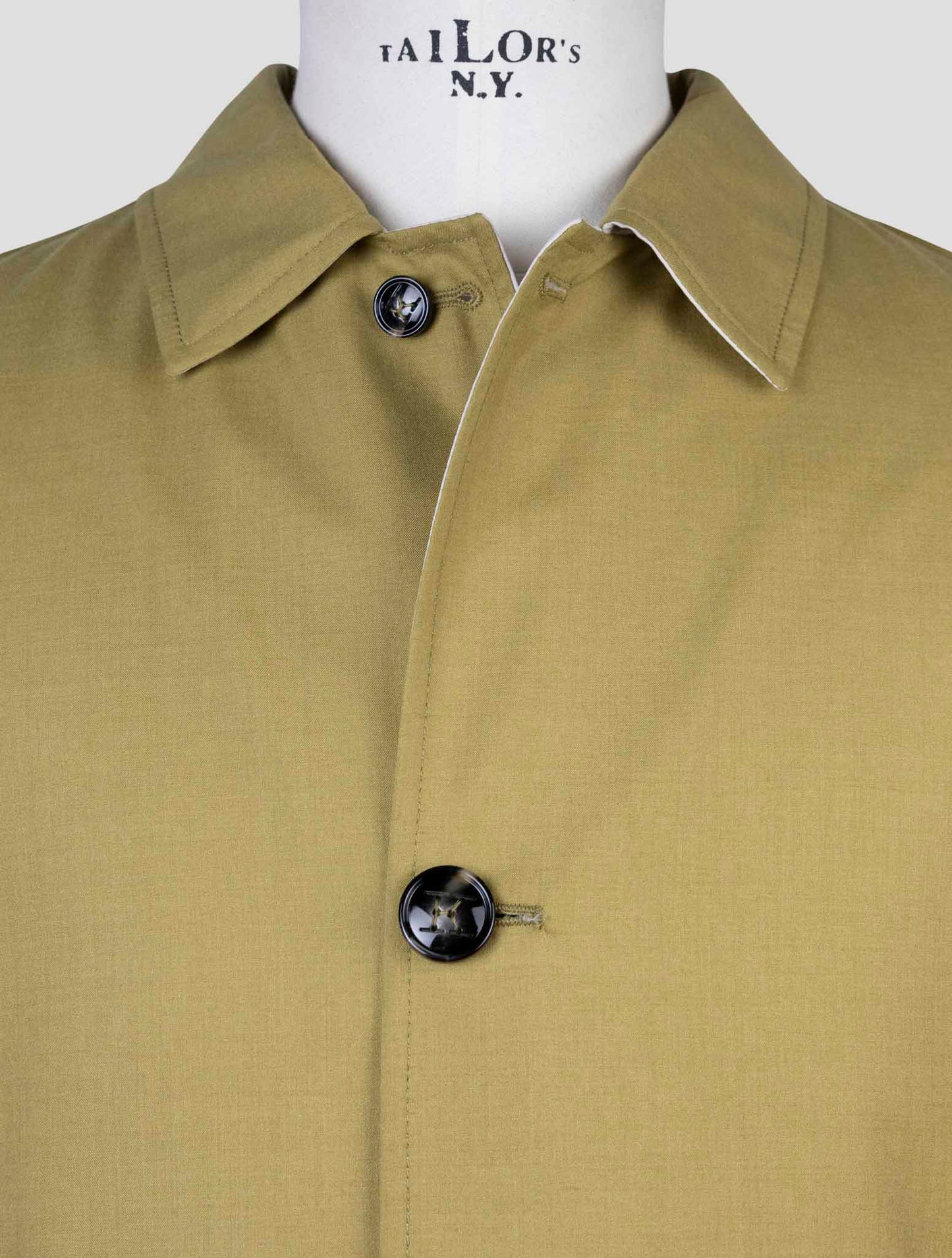 Kiton Green Beige Cashmere Silk Reverse Overcoat