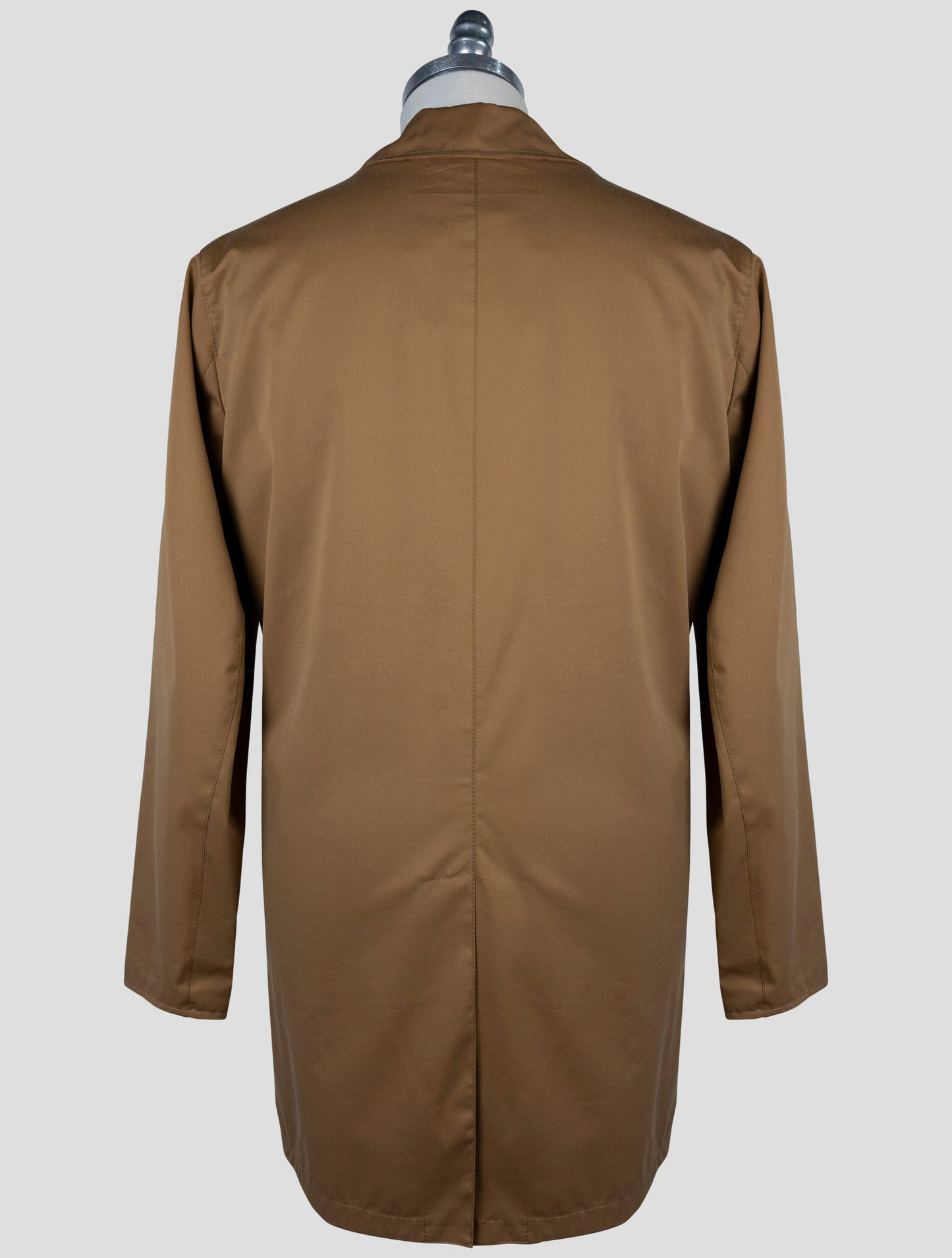 kiton Brown Beige Cotton Virgin Wool Reverse Overcoat
