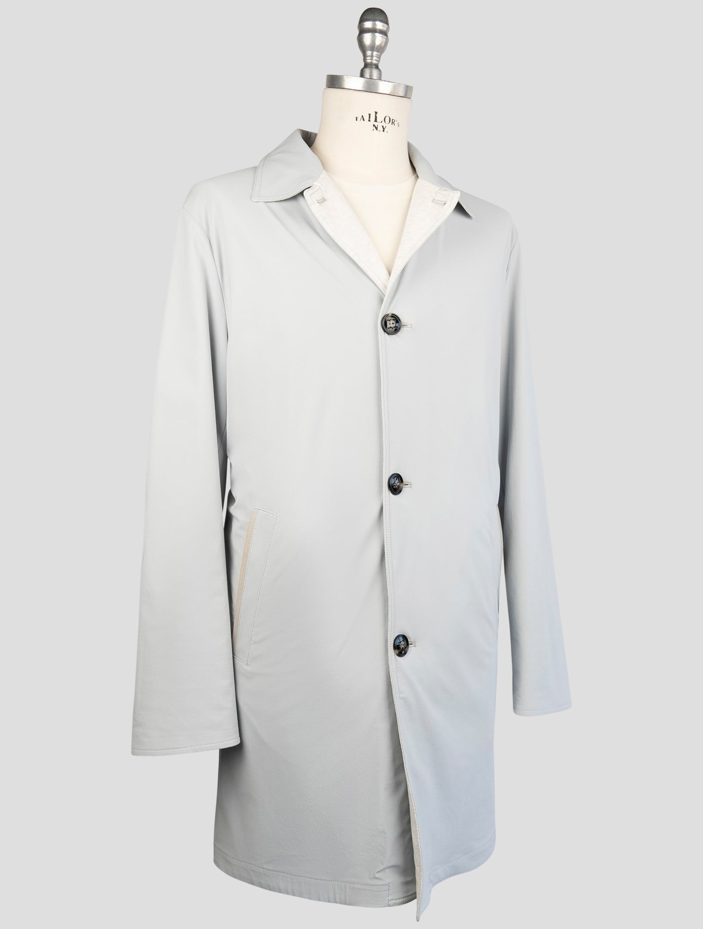 Kiton Gray Pa Ea Reverse Overcoat
