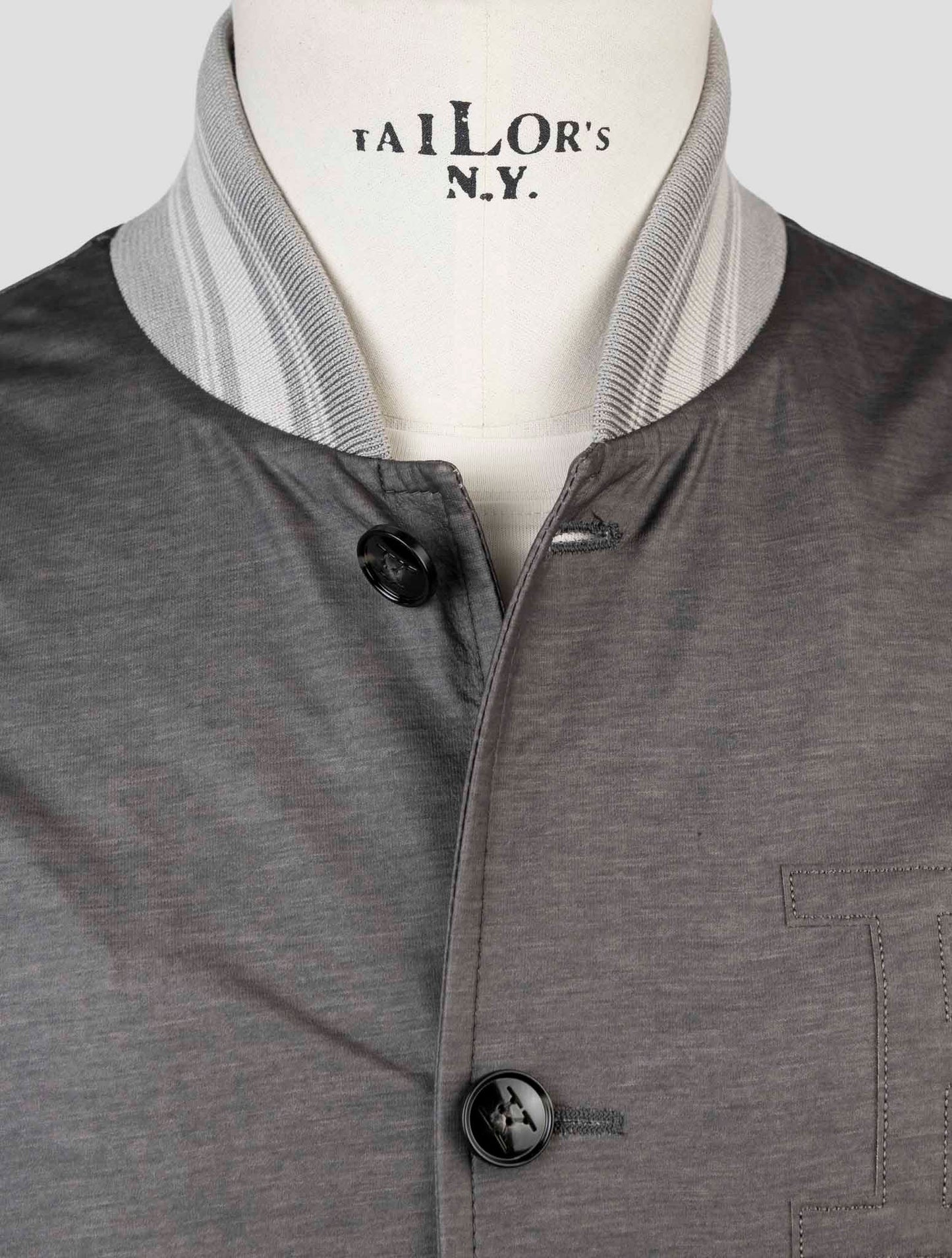 Kiton Gray Viscose Pu Ea Leather Coat
