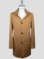 Kiton Brown Beige Cotton Virgin Wool Reverse Overcoat