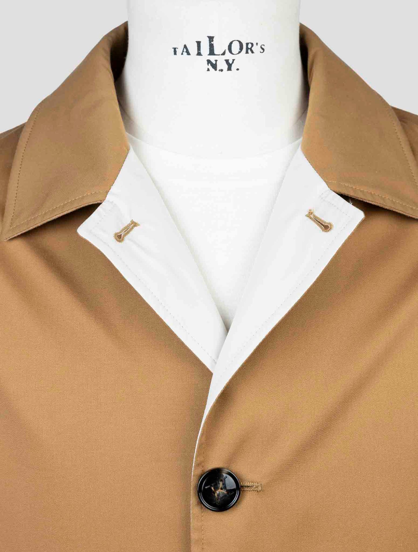 Kiton Brown Beige Cotton Virgin Wool Reverse Overcoat