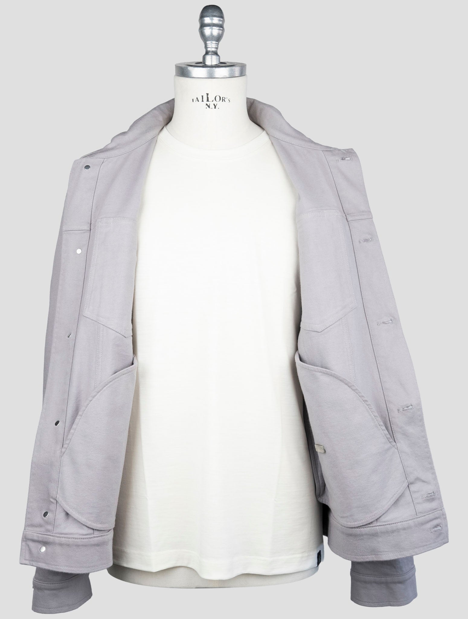 Kiton Gray Cotton Ea Coat