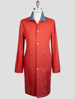 Kiton Red Linen Overcoat