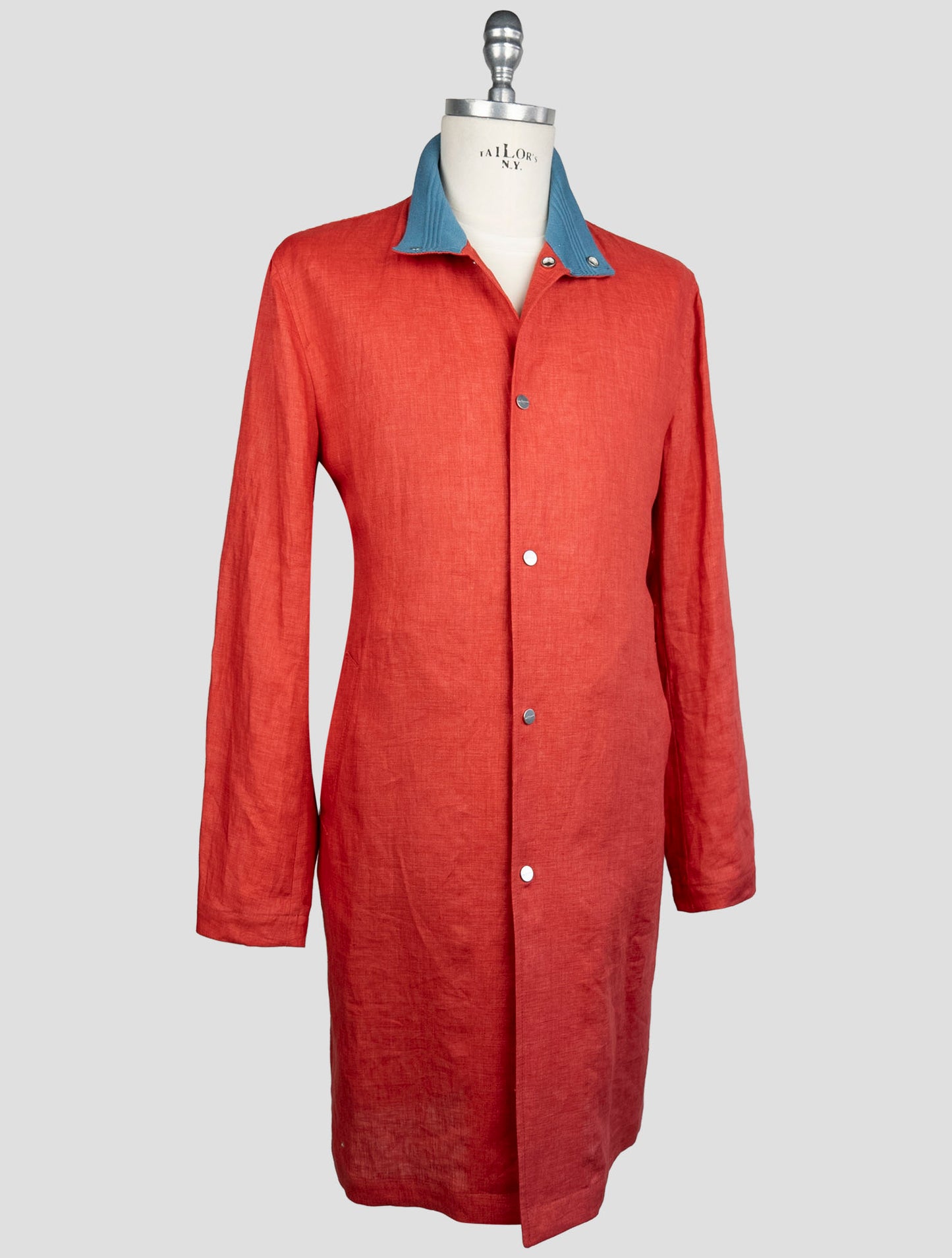Kiton Red Linen Overcoat