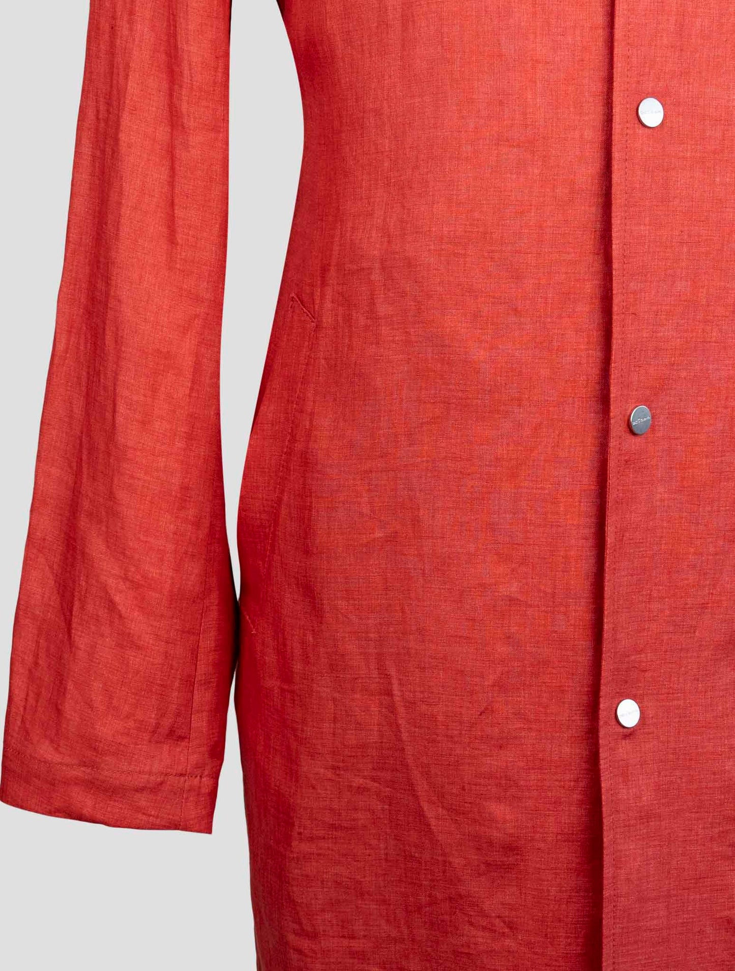 Kiton Red Linen Overcoat