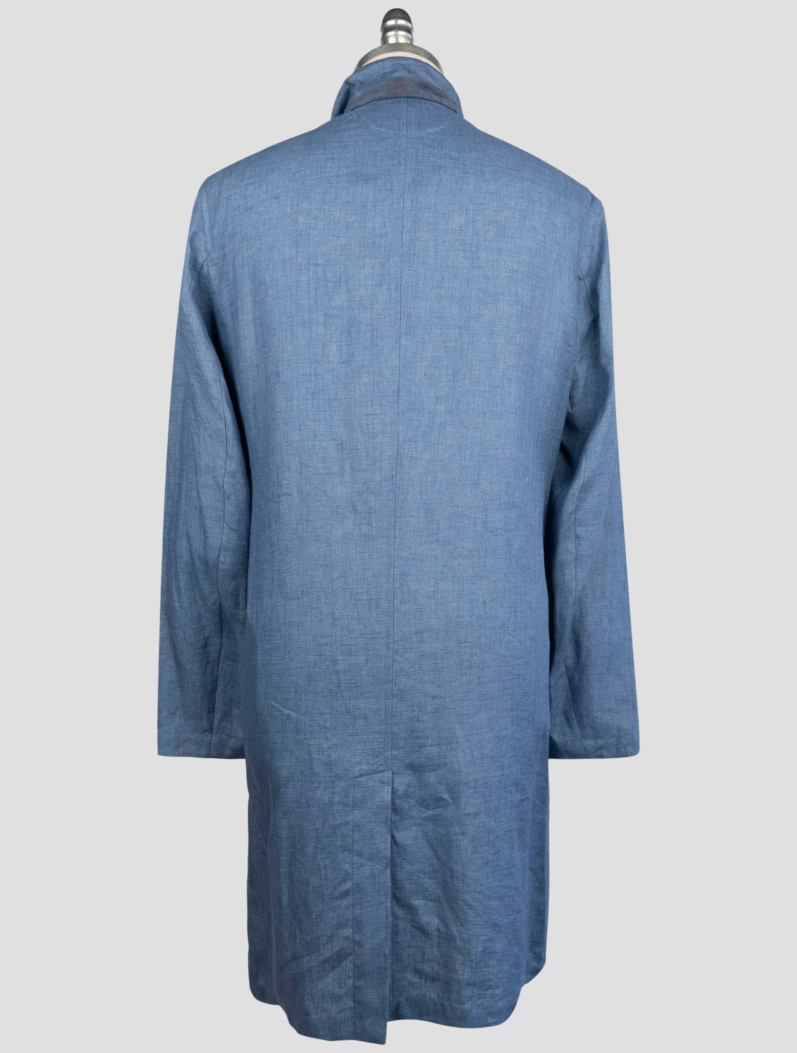 Kiton Blue Linen Overcoat