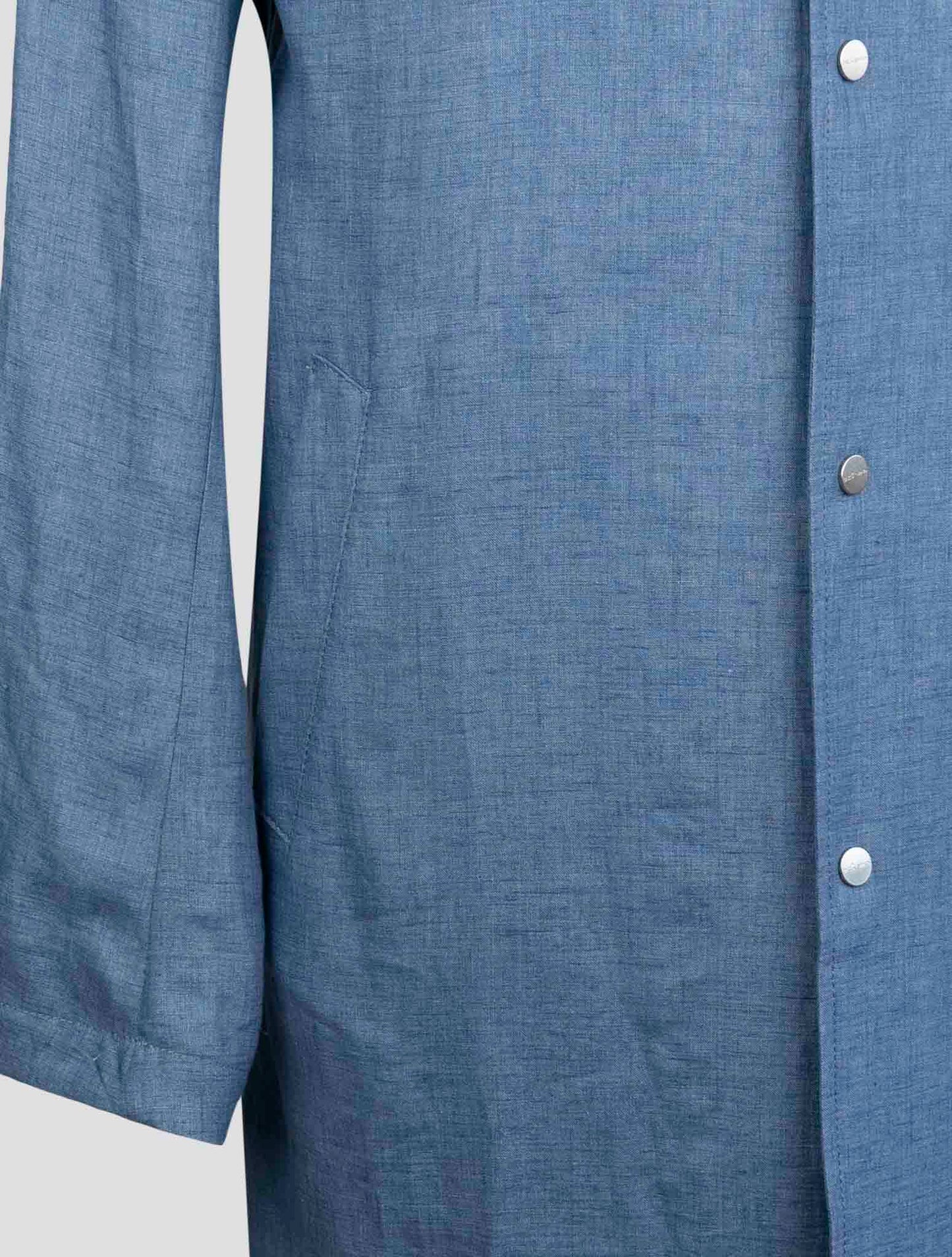 Kiton Blue Linen Overcoat