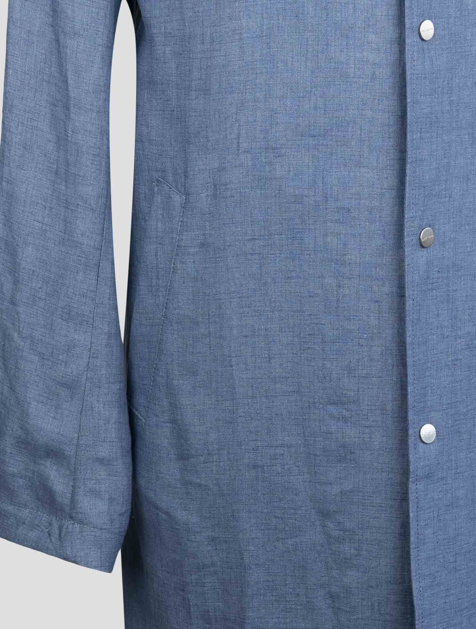 Kiton Blue Linen Overcoat