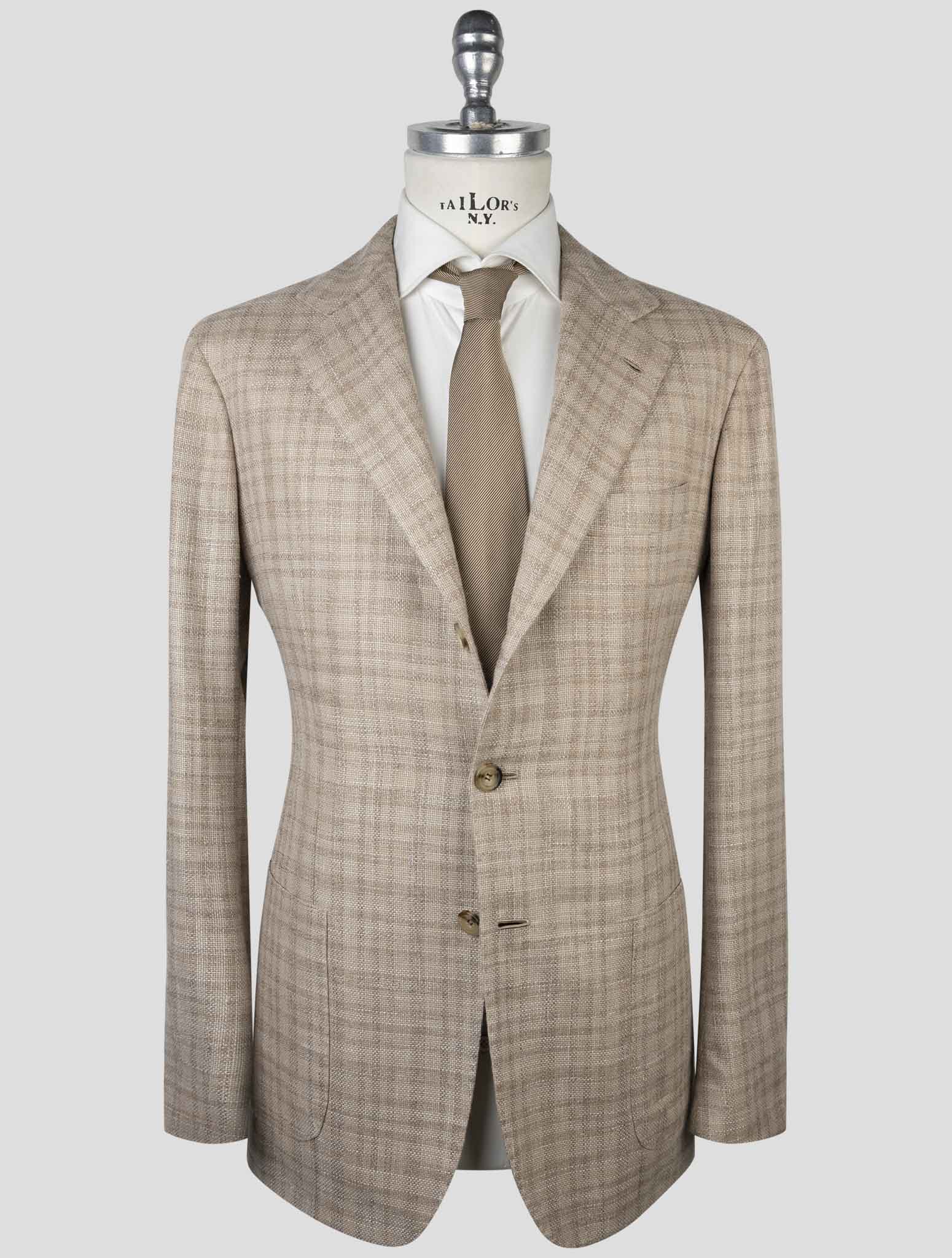 Kiton Brown Cashmere Virgin Wool Silk Linen Blazer
