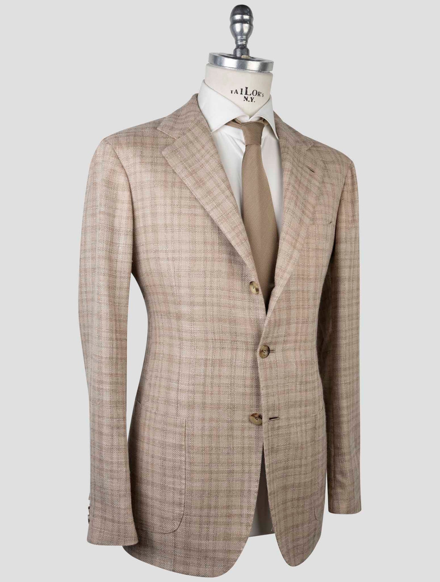 Kiton Brown Cashmere Virgin Wool Silk Linen Blazer