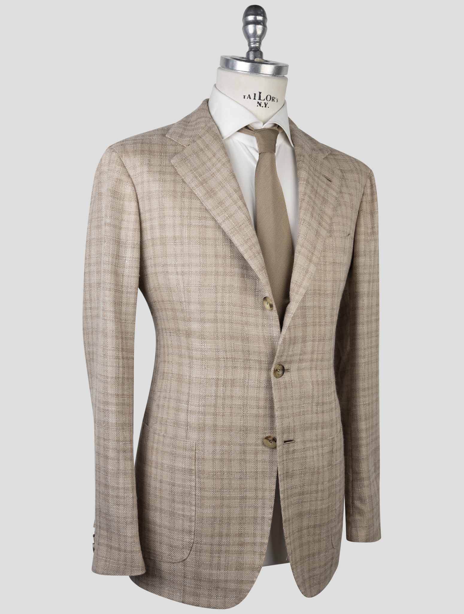 Kiton Brown Cashmere Virgin Wool Silk Linen Blazer