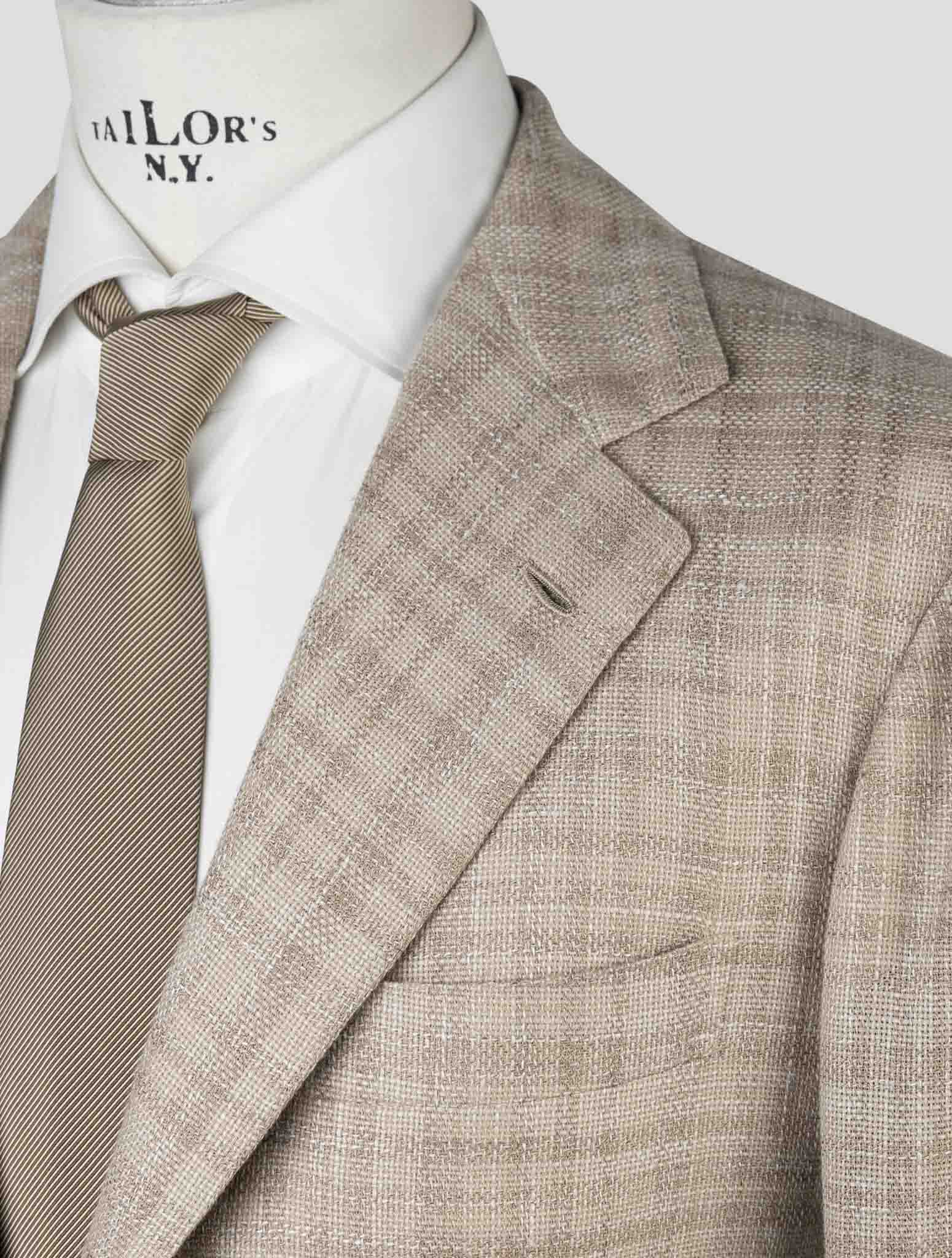 Kiton Brown Cashmere Virgin Wool Silk Linen Blazer