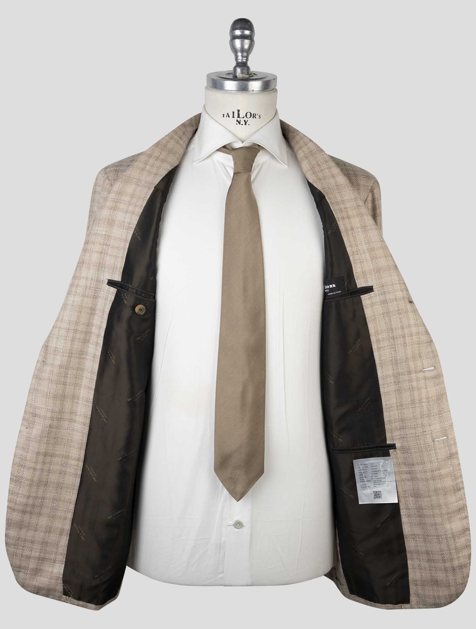 Kiton Brown Cashmere Virgin Wool Silk Linen Blazer