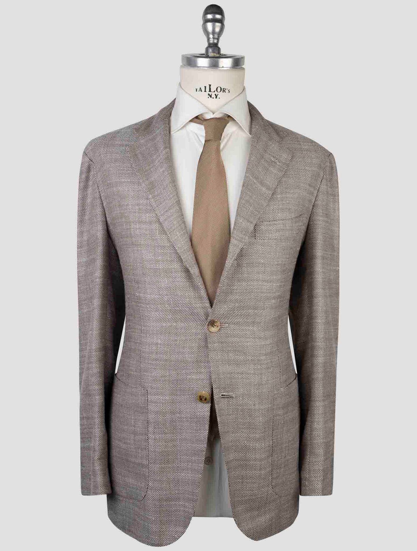 Kiton Brown Cashmere Virgin Wool Silk Linen Blazer