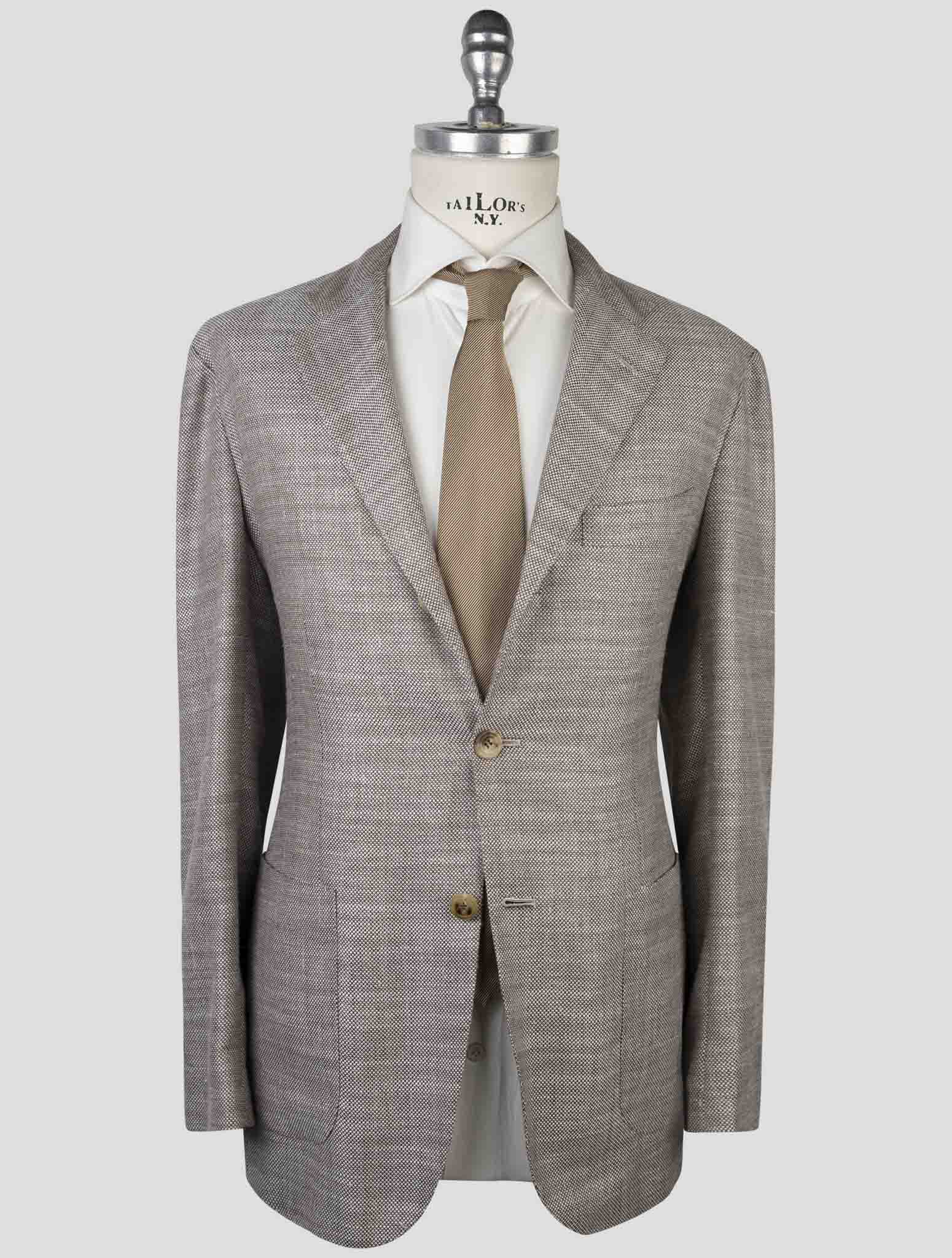Kiton Brown Cashmere Virgin Wool Silk Linen Blazer
