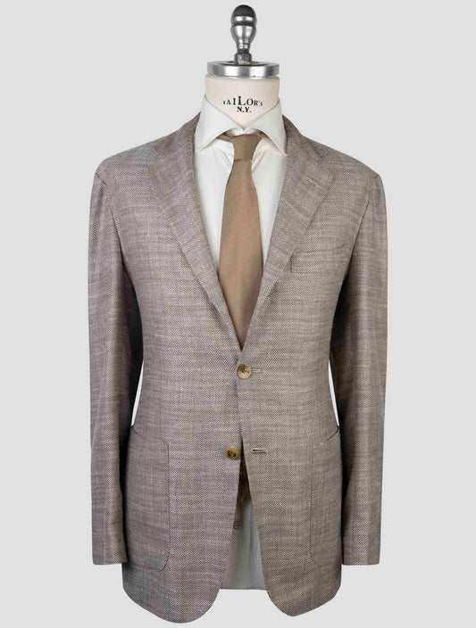 Kiton Brown Cashmere Virgin Wool Silk Linen Blazer