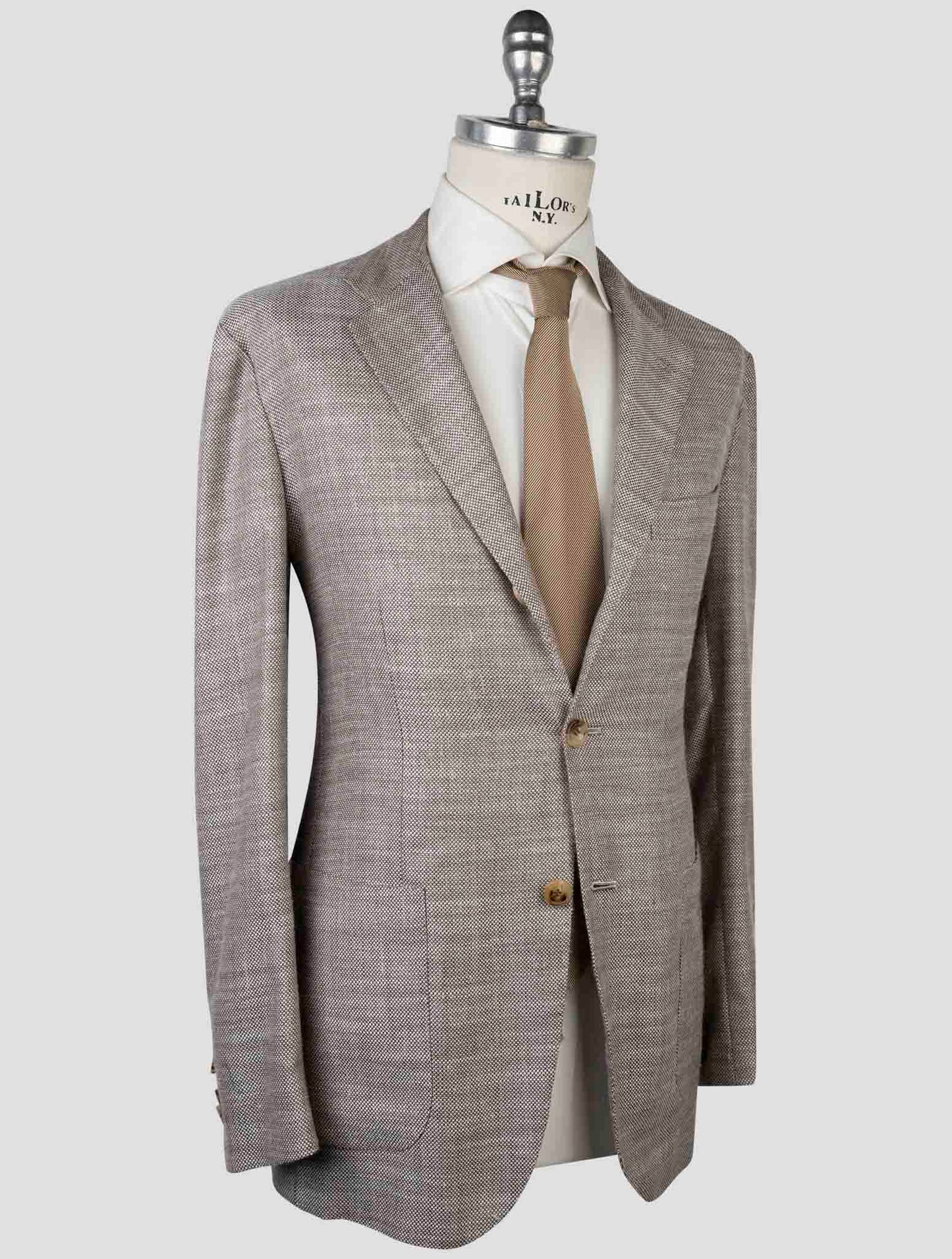 Kiton Brown Cashmere Virgin Wool Silk Linen Blazer