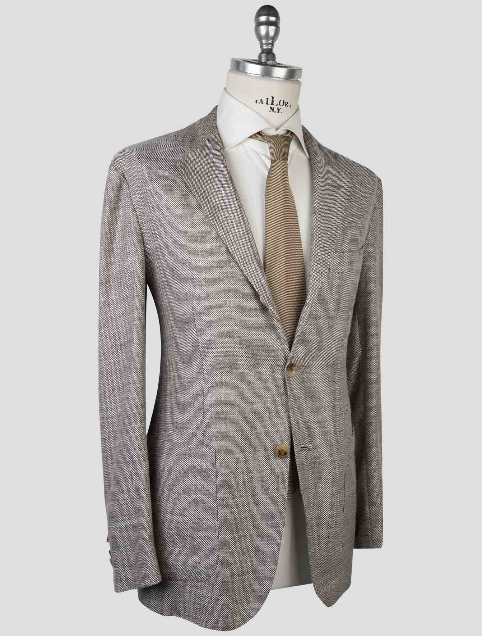 Kiton Brown Cashmere Virgin Wool Silk Linen Blazer