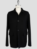 Kiton Black Wool Cashmere Coat
