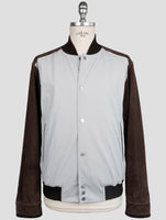 Kiton Gray Brown Acetate Leather Coat