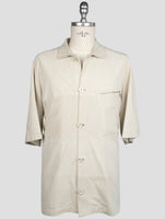 Kiton Beige Leather Suede Short Sleeve Shirt