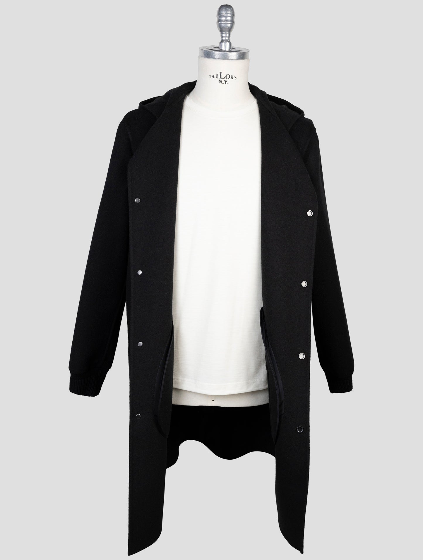 Kiton Black Wool Cashmere Overcoat