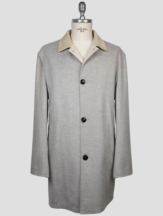 Kiton Gray Beige Cashmere Reverse Overcoat