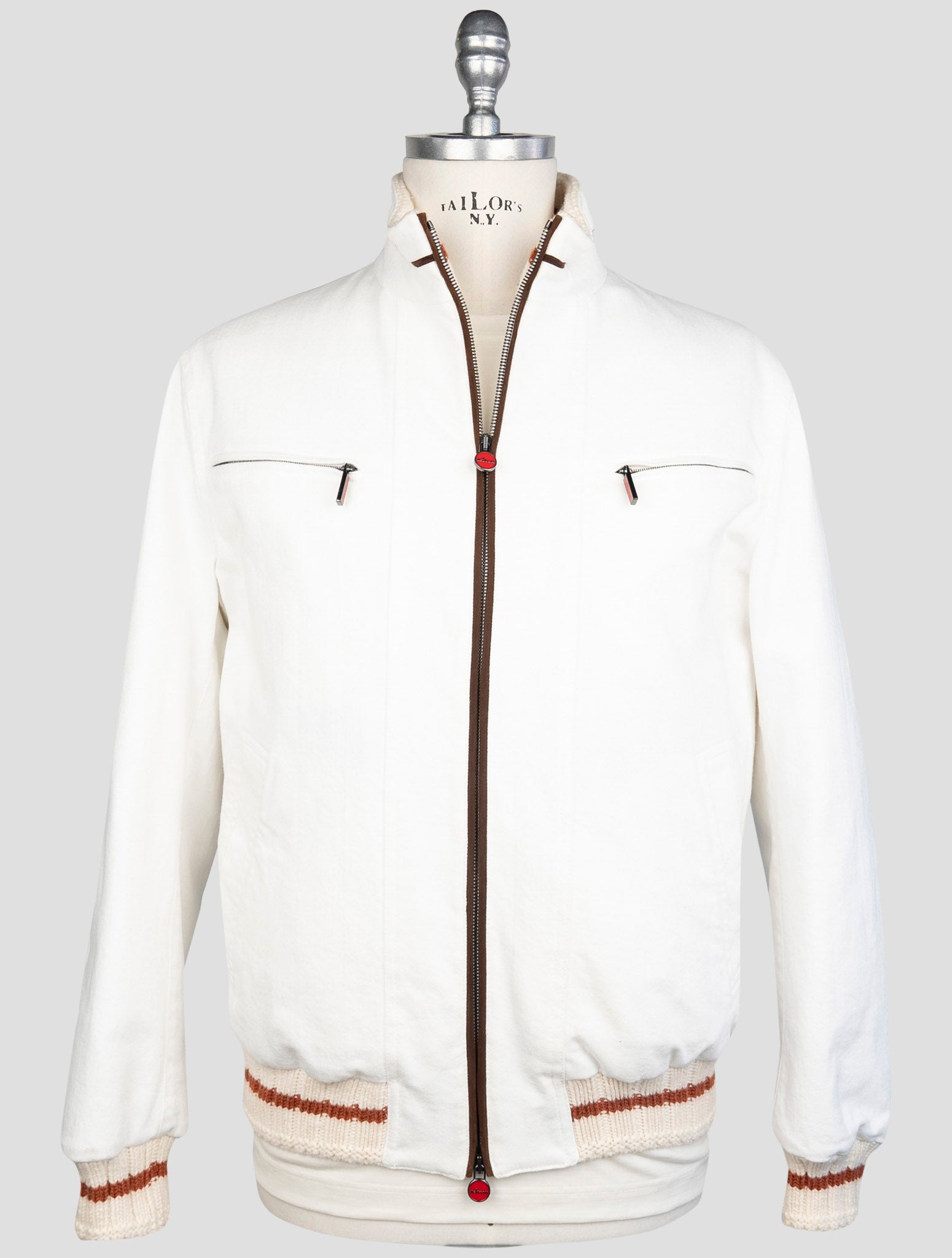 Kiton White Cotton Ea Coat