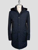 Kiton Blue Fleece Wool Pa Weasel Fur Overcoat