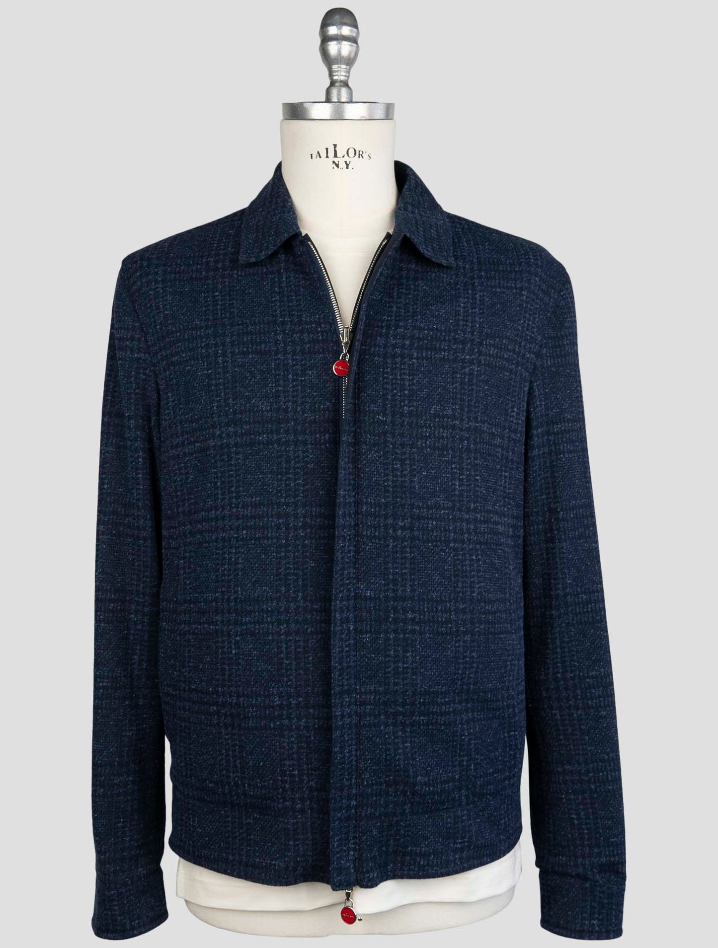 Kiton Blue Cotton Virgin Wool Linen Pl Pa Reverse Coat