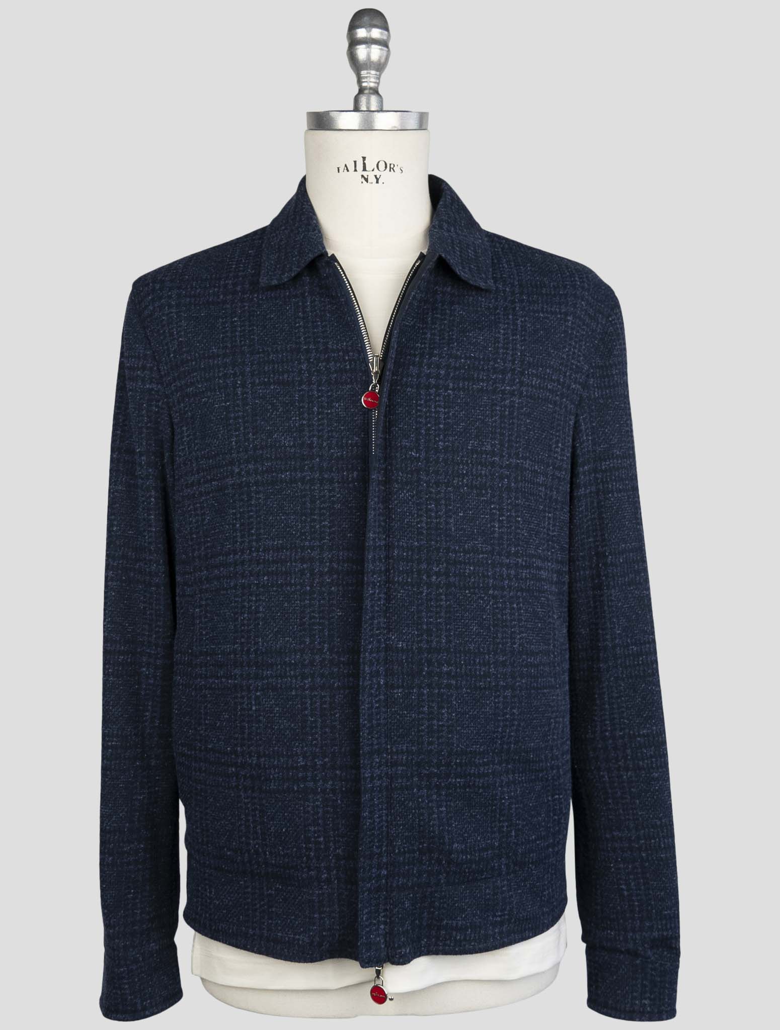 Kiton Blue Cotton Virgin Wool Linen Pl Pa Reverse Coat
