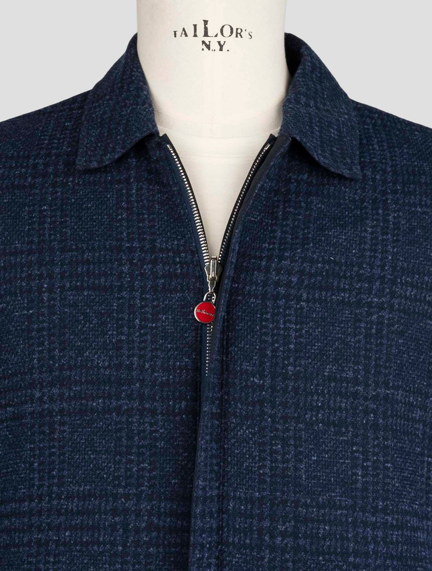 Kiton Blue Cotton Virgin Wool Linen Pl Pa Reverse Coat