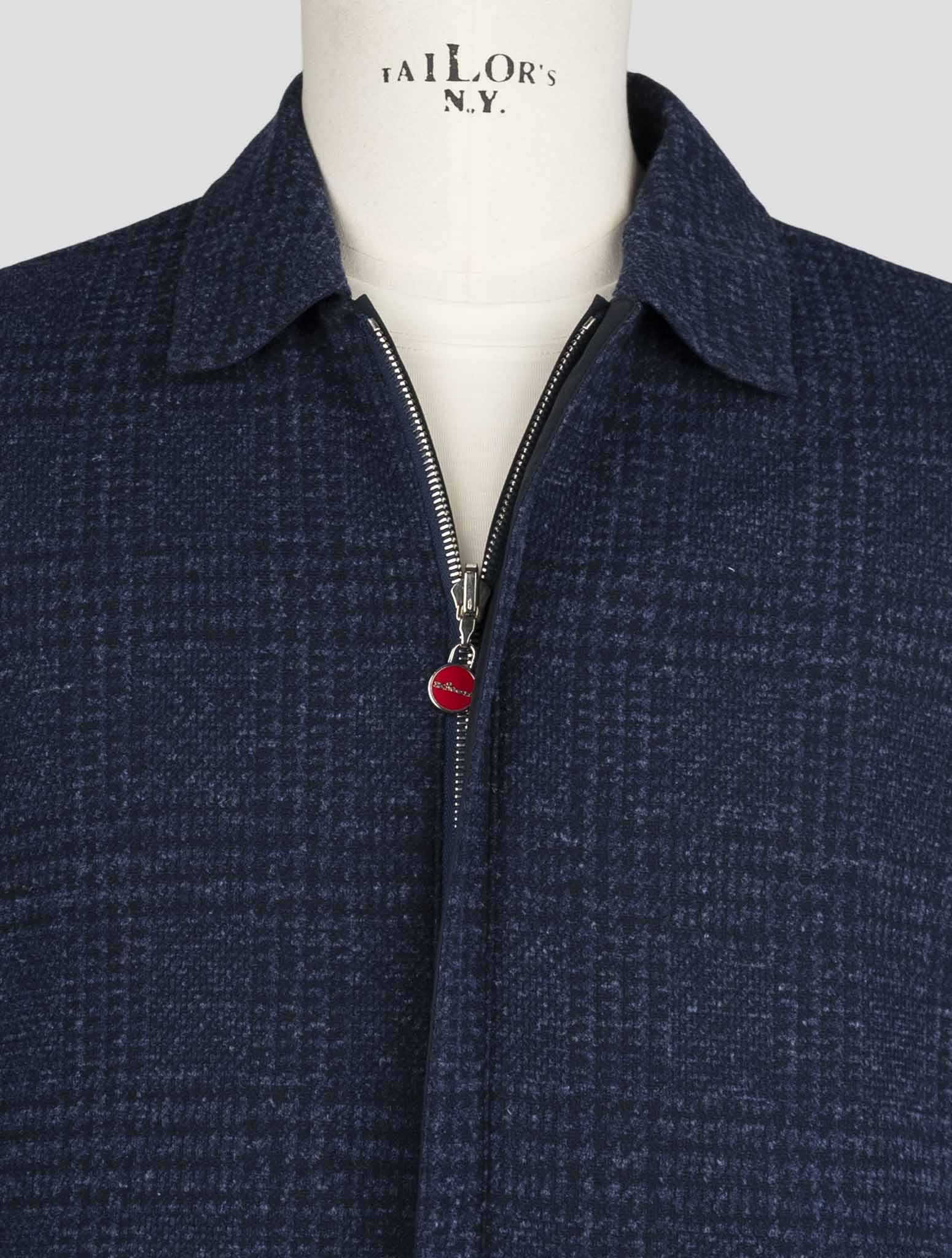 Kiton Blue Cotton Virgin Wool Linen Pl Pa Reverse Coat
