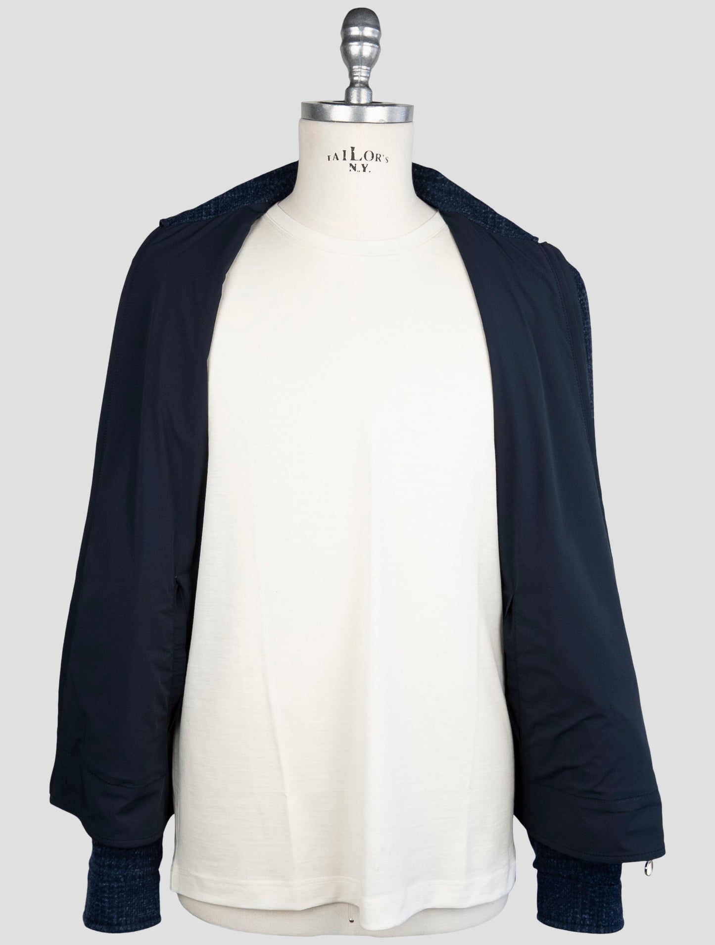 Kiton Blue Cotton Virgin Wool Linen Pl Pa Reverse Coat