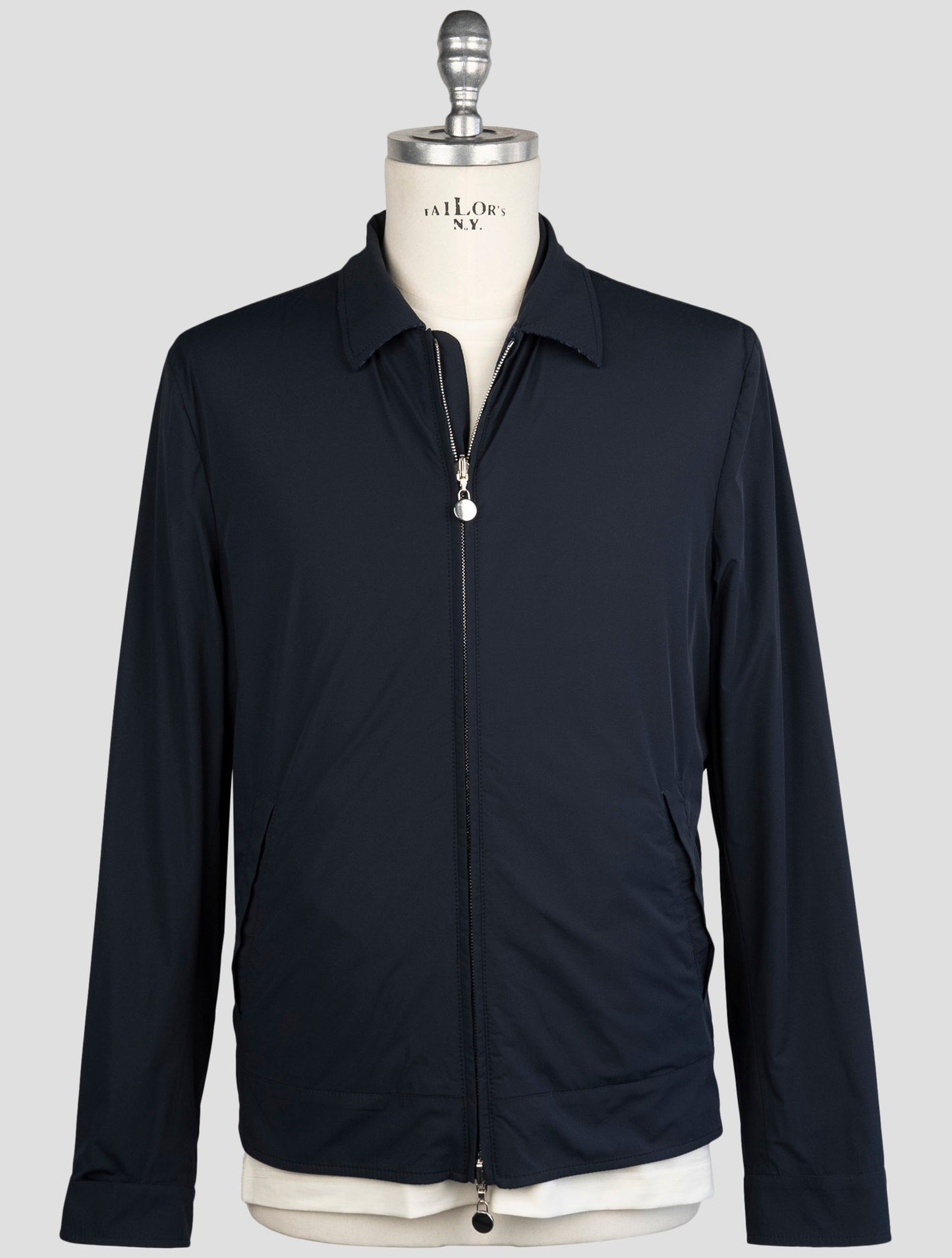 Kiton Blue Cotton Virgin Wool Linen Pl Pa Reverse Coat