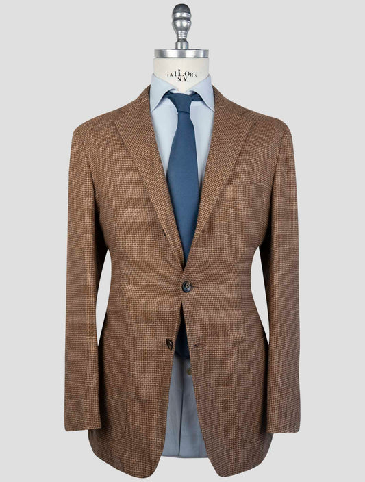 Kiton Brown Cashmere Silk Cotton Virgin Wool Pa Blazer