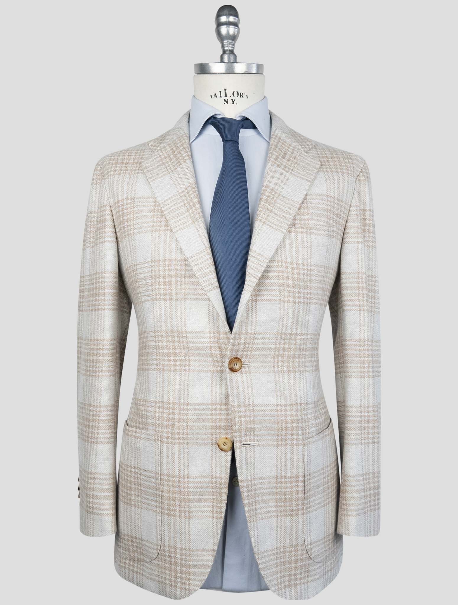 Kiton brown cashmere virgin wool silk cotton blazer