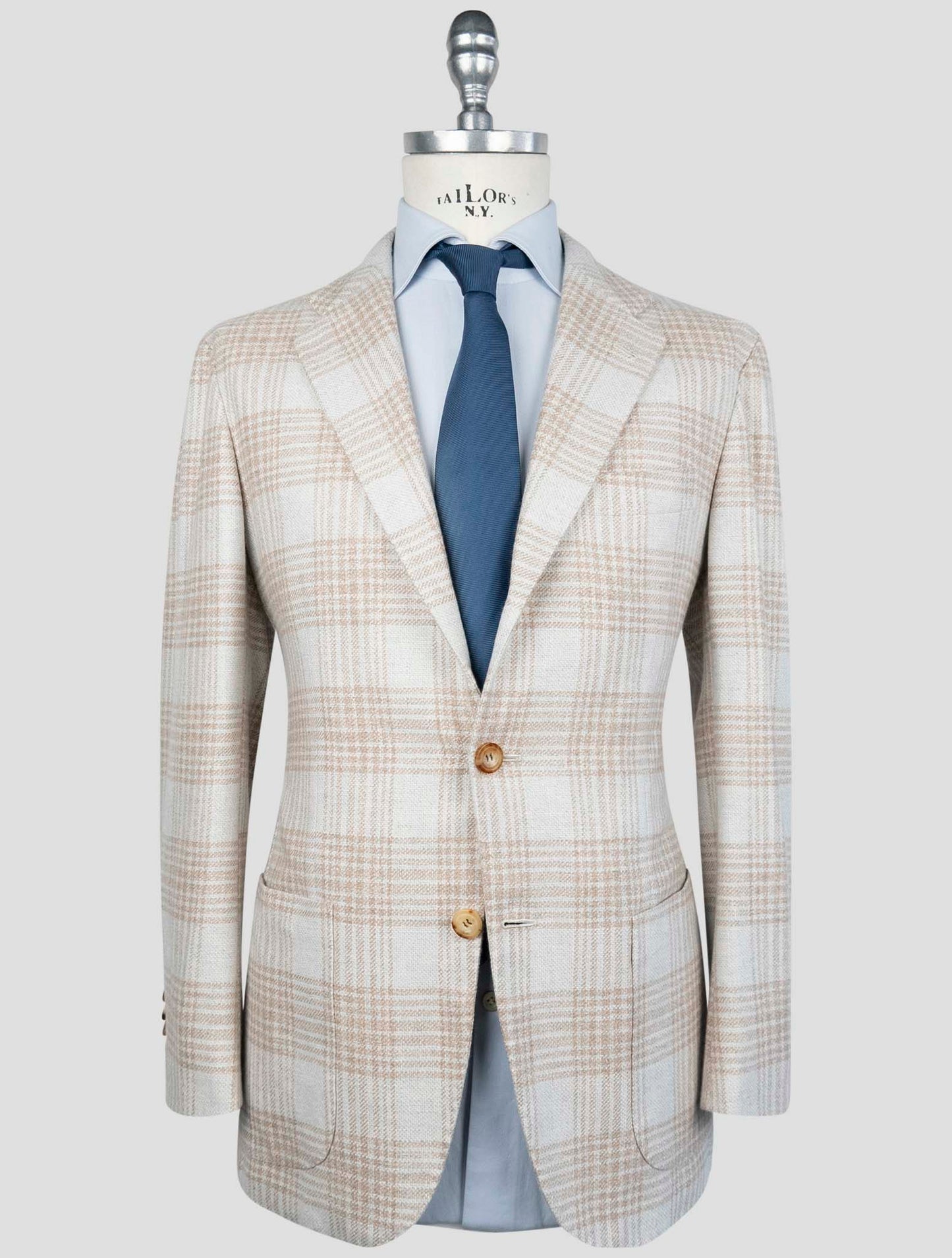 Kiton Brown Cashmere Virgin Wool Silk Cotton Pa Blazer