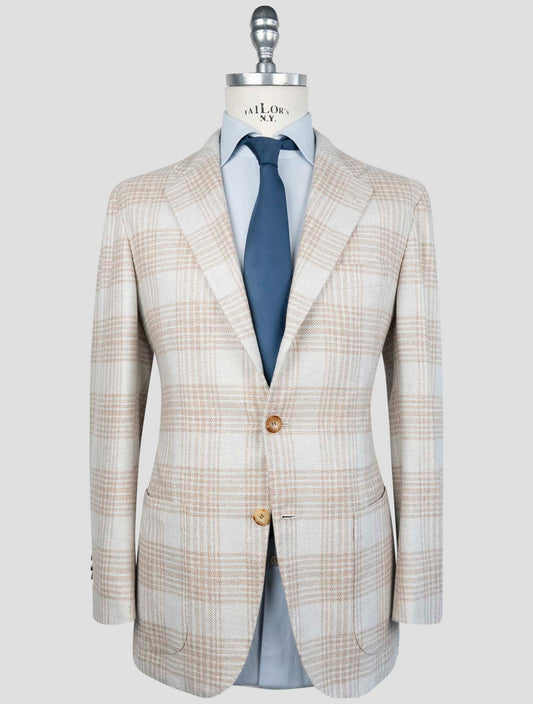 Kiton Brown Cashmere Virgin Wool Silk Cotton Pa Blazer