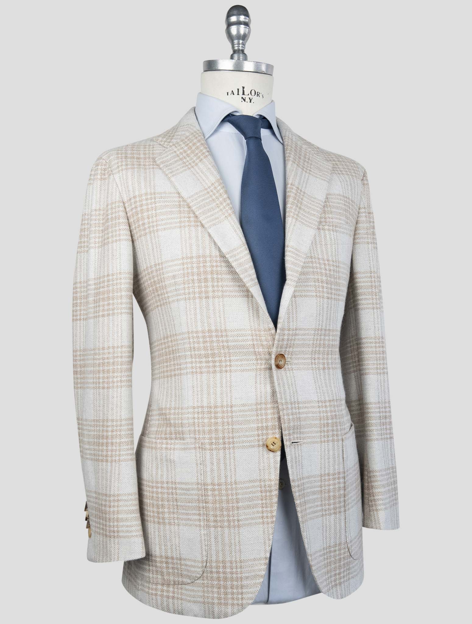 Kiton Brown Cashmere Virgin Wool Silk Cotton Pa Blazer